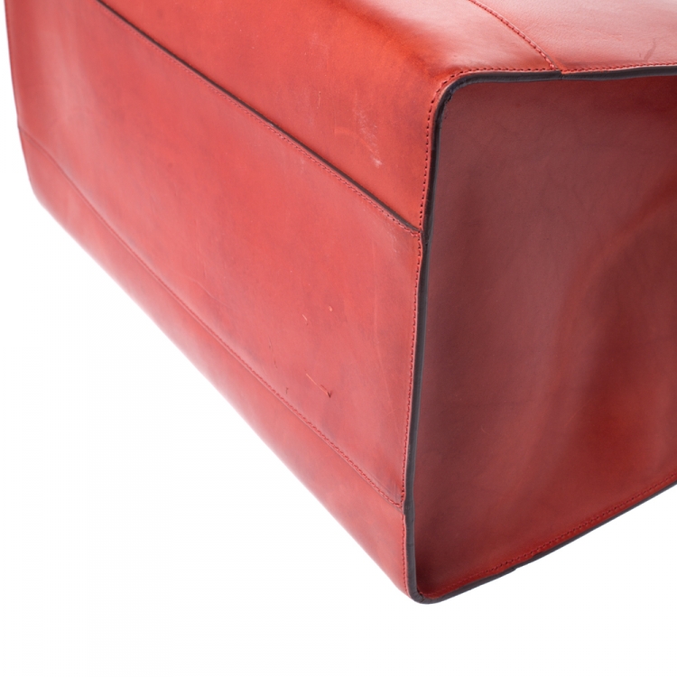 Pre Owned Ralph Lauren Red Leather Proprietor Tote