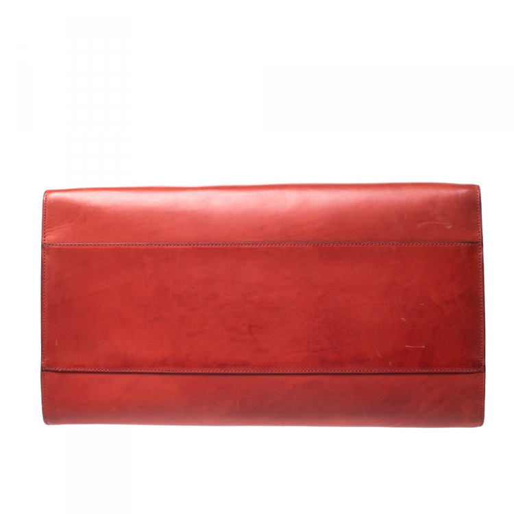 Pre Owned Ralph Lauren Red Leather Proprietor Tote