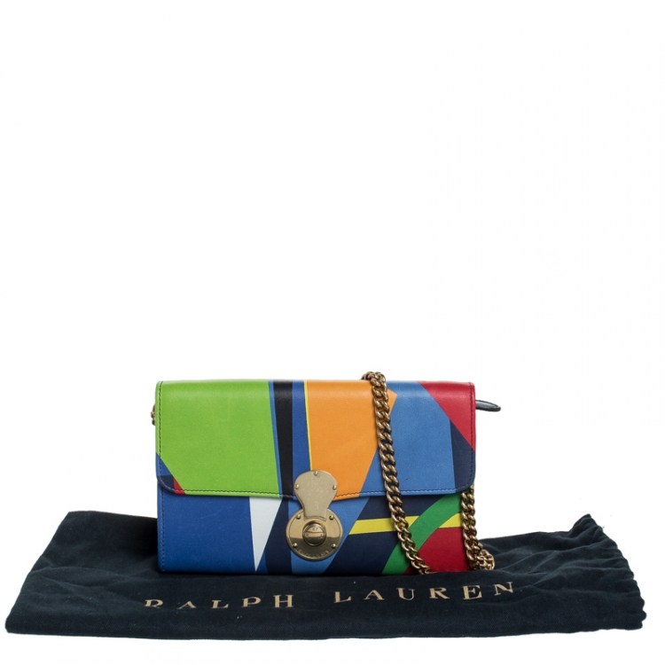 Pre Owned Ralph Lauren Multicolor Leather RL Logo Chain Bag