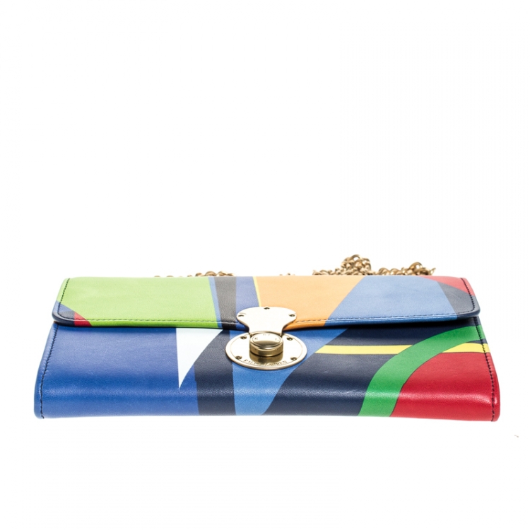 Pre Owned Ralph Lauren Multicolor Leather RL Logo Chain Bag