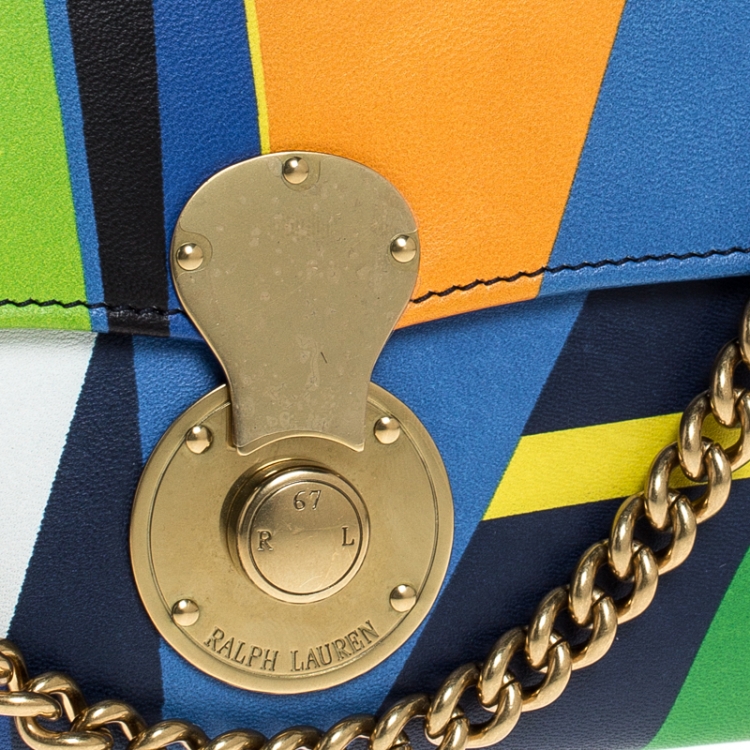 Pre Owned Ralph Lauren Multicolor Leather RL Logo Chain Bag