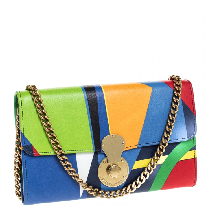 Pre Owned Ralph Lauren Multicolor Leather RL Logo Chain Bag