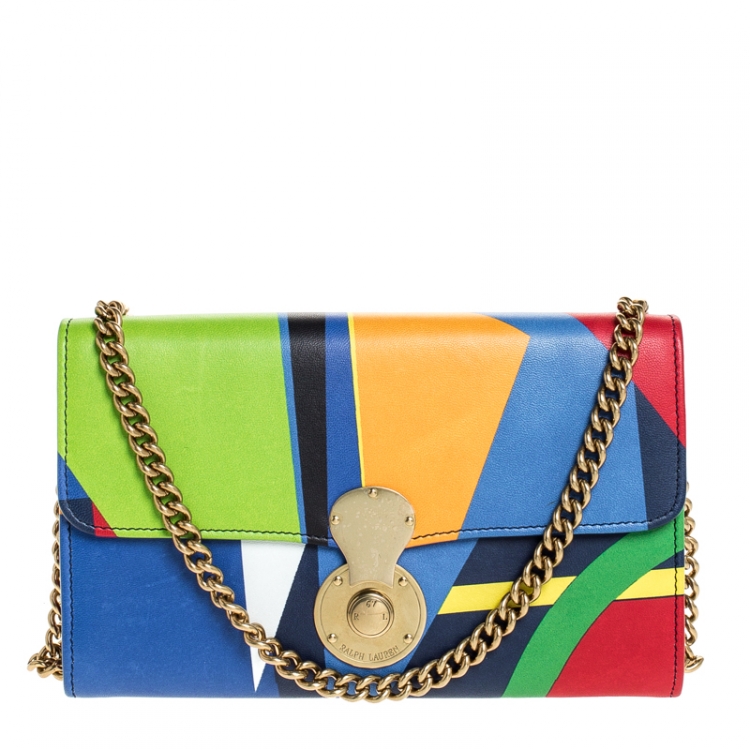 Pre Owned Ralph Lauren Multicolor Leather RL Logo Chain Bag