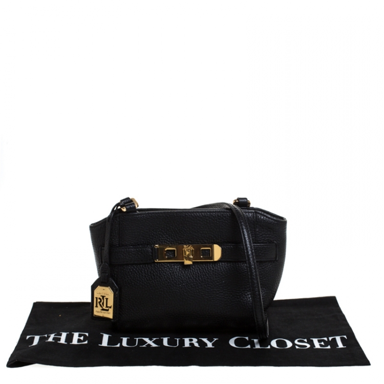 Pre Owned Ralph Lauren Black Leather Crossbody Bag