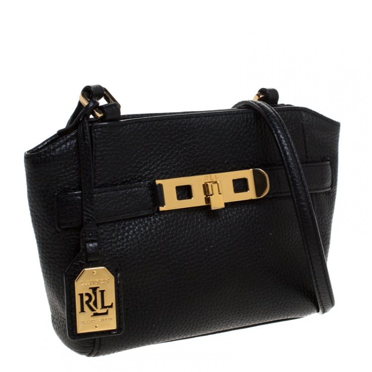 Pre Owned Ralph Lauren Black Leather Crossbody Bag