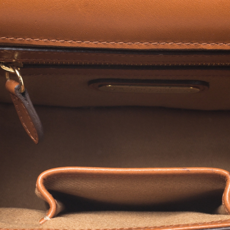 مملوكة مسبقًا Ralph Lauren Brown Leather Stirrup Flap Shoulder Bag