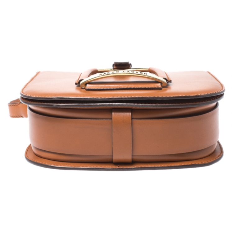 مملوكة مسبقًا Ralph Lauren Brown Leather Stirrup Flap Shoulder Bag