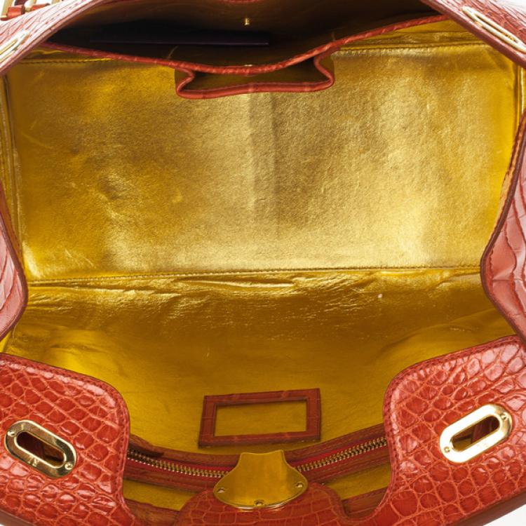 Pre Owned Ralph Lauren Alligator Orange Ricky Bag