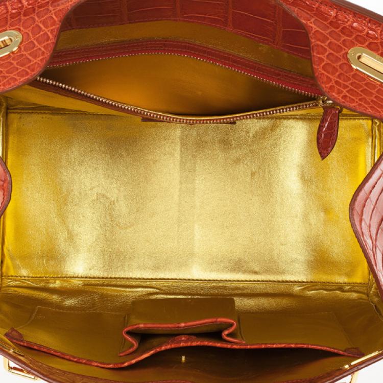 Pre Owned Ralph Lauren Alligator Orange Ricky Bag