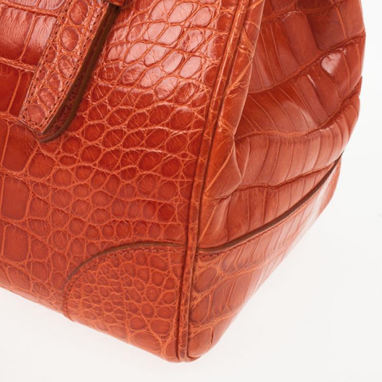 Pre Owned Ralph Lauren Alligator Orange Ricky Bag