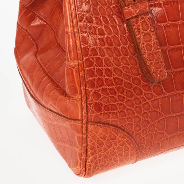 Pre Owned Ralph Lauren Alligator Orange Ricky Bag