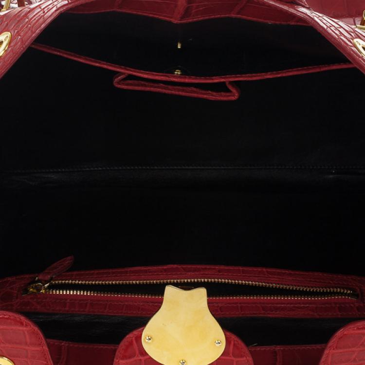 Pre Owned Ralph Lauren Red Crocodile  Ricky Tote