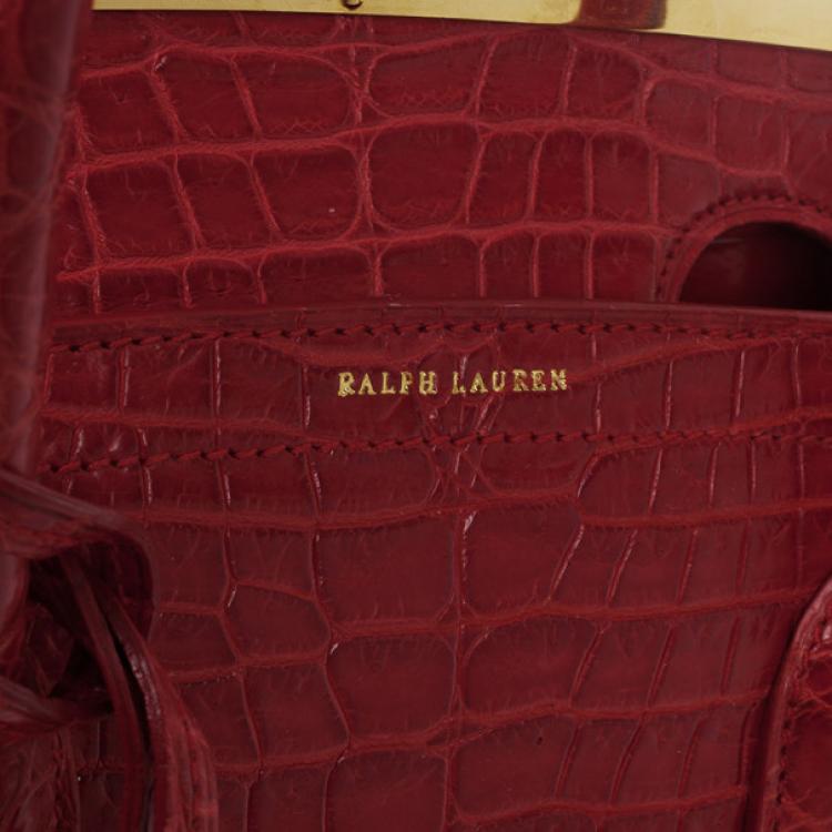 Pre Owned Ralph Lauren Red Crocodile  Ricky Tote