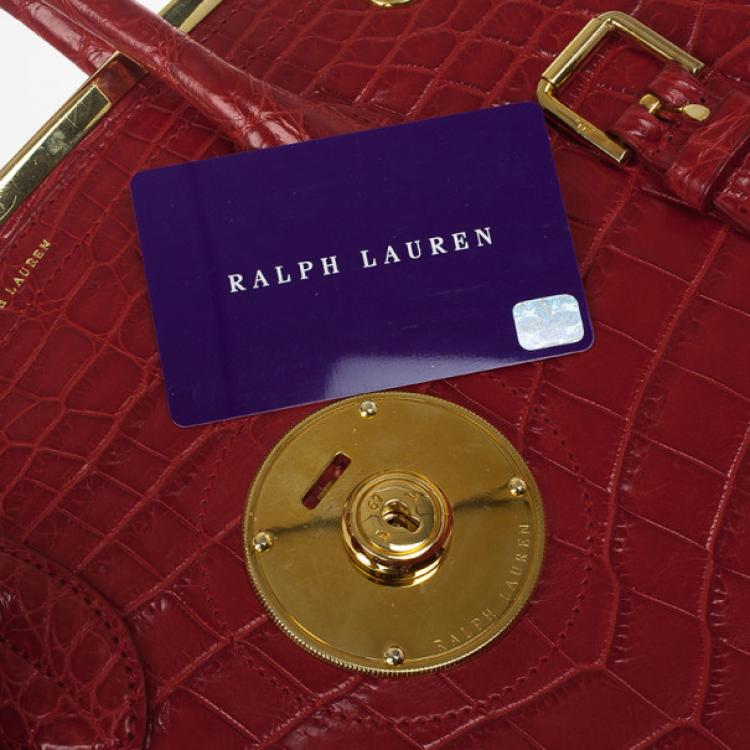 Pre Owned Ralph Lauren Red Crocodile  Ricky Tote
