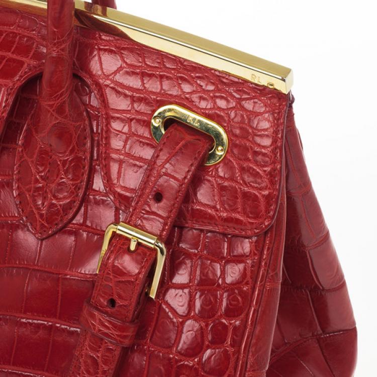 Pre Owned Ralph Lauren Red Crocodile  Ricky Tote