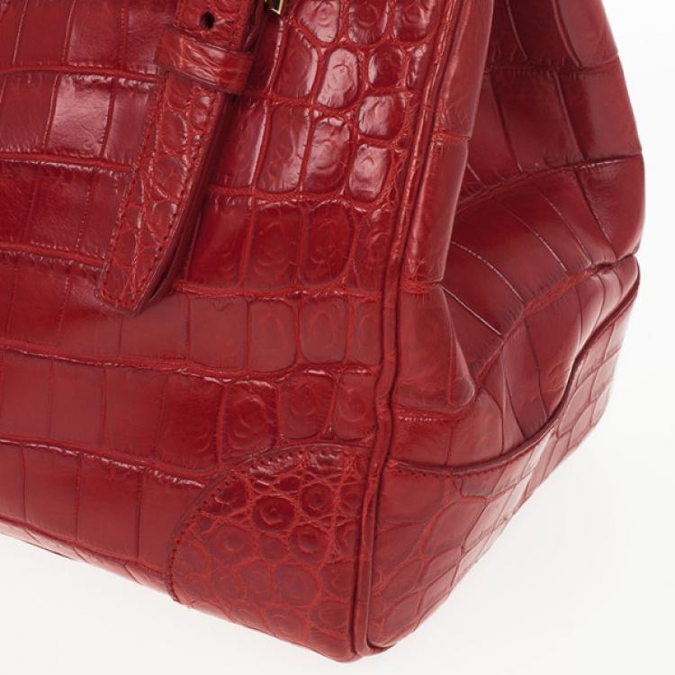 Pre Owned Ralph Lauren Red Crocodile  Ricky Tote