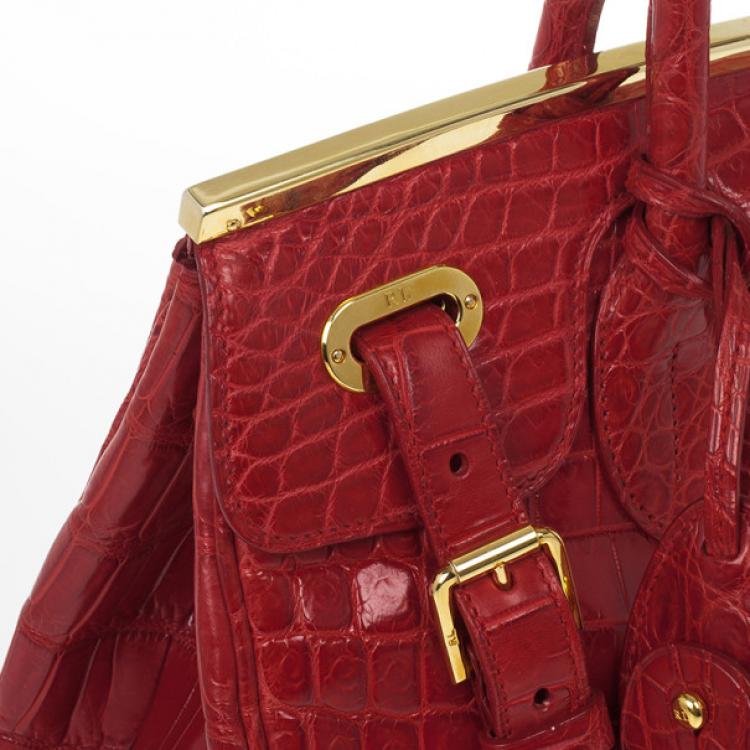 Pre Owned Ralph Lauren Red Crocodile  Ricky Tote