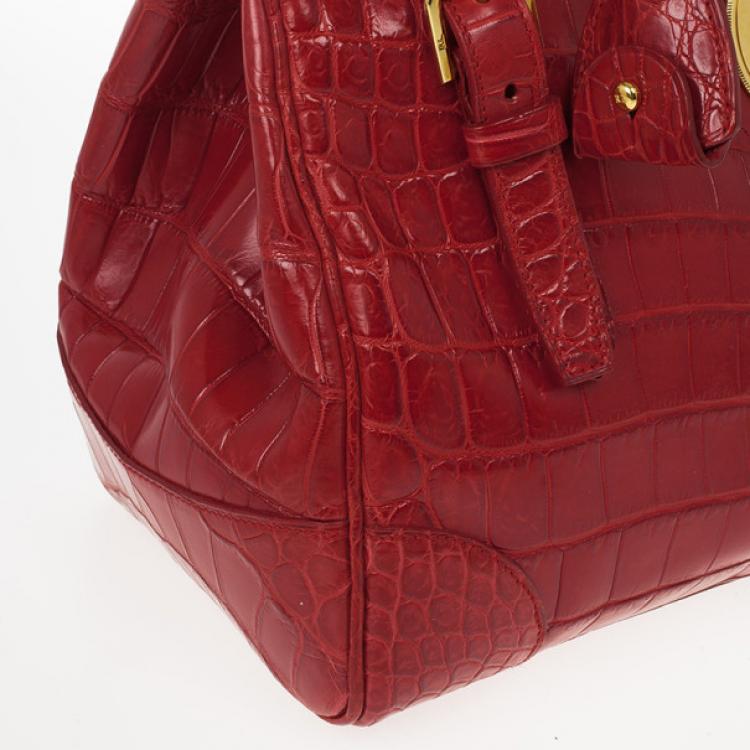 Pre Owned Ralph Lauren Red Crocodile  Ricky Tote