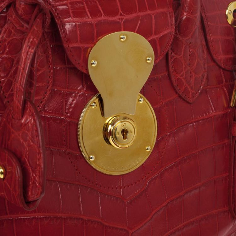 Pre Owned Ralph Lauren Red Crocodile  Ricky Tote