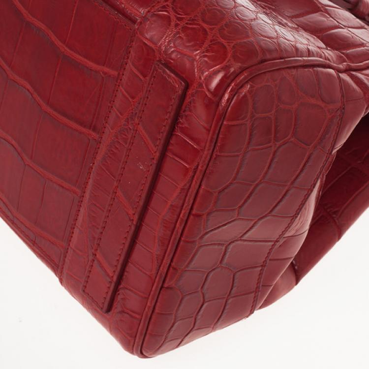 Pre Owned Ralph Lauren Red Crocodile  Ricky Tote