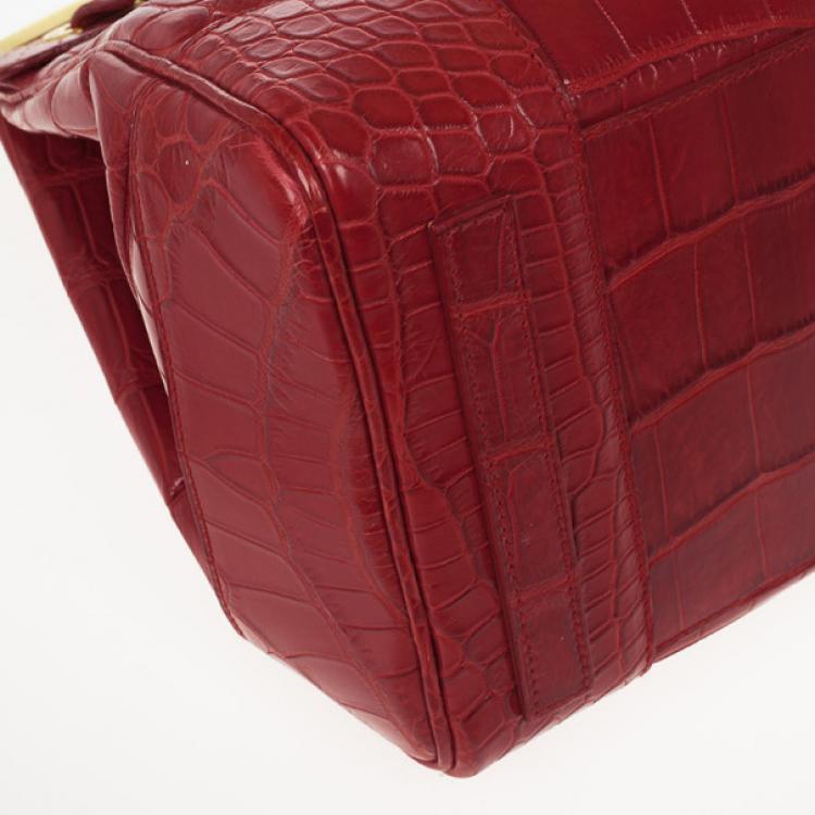 Pre Owned Ralph Lauren Red Crocodile  Ricky Tote