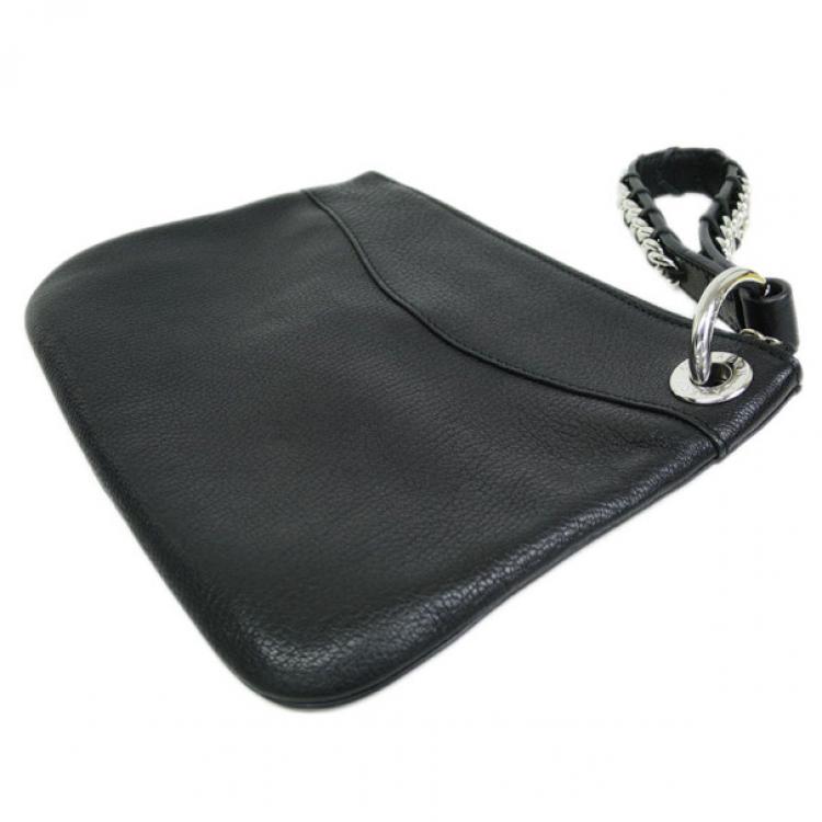 Pre Owned Ralph Lauren Black Leather Wristlet