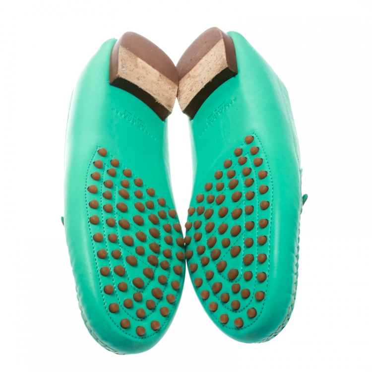 Pre Owned Ralph Lauren Turquoise Leather Loafers Size 39