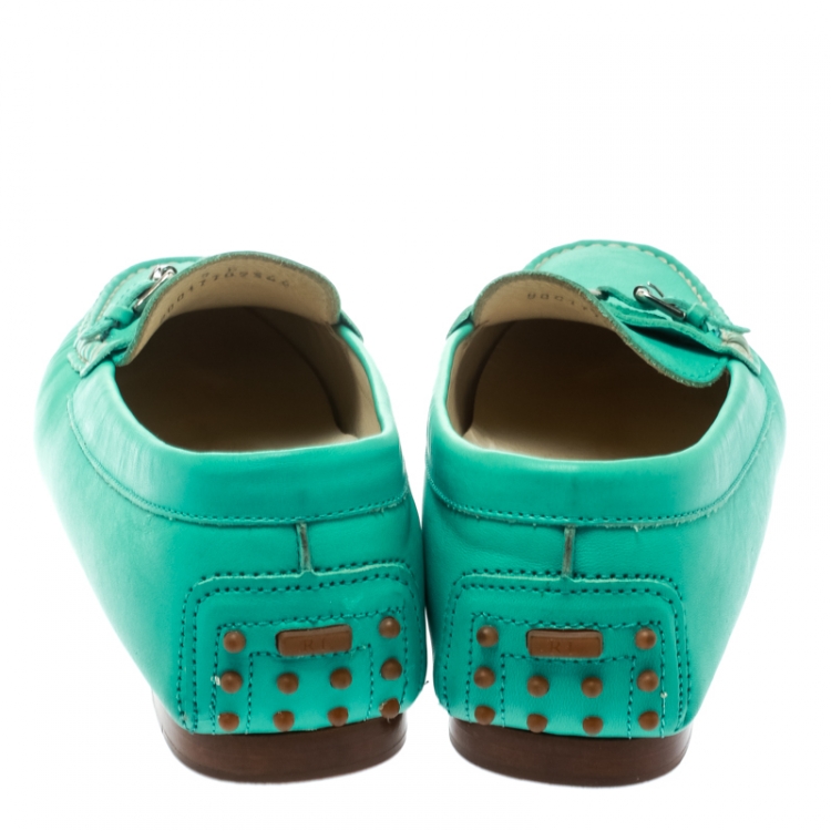 Pre Owned Ralph Lauren Turquoise Leather Loafers Size 39