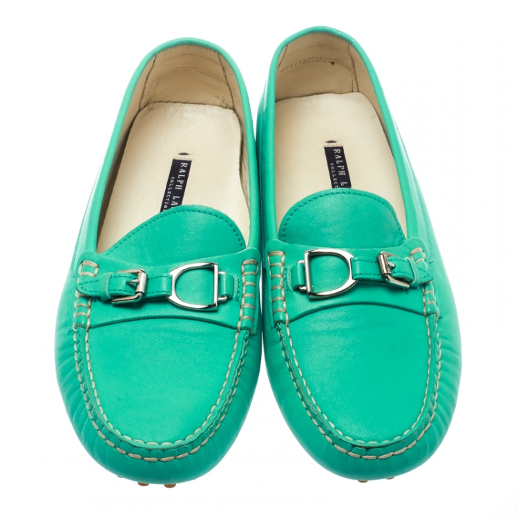 Pre Owned Ralph Lauren Turquoise Leather Loafers Size 39