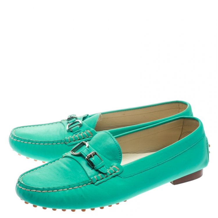 Pre Owned Ralph Lauren Turquoise Leather Loafers Size 39