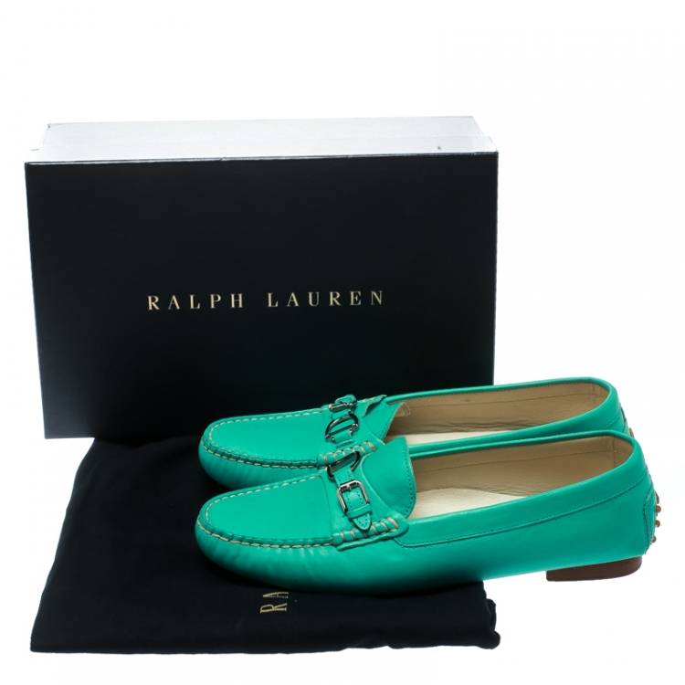 Pre Owned Ralph Lauren Turquoise Leather Loafers Size 39