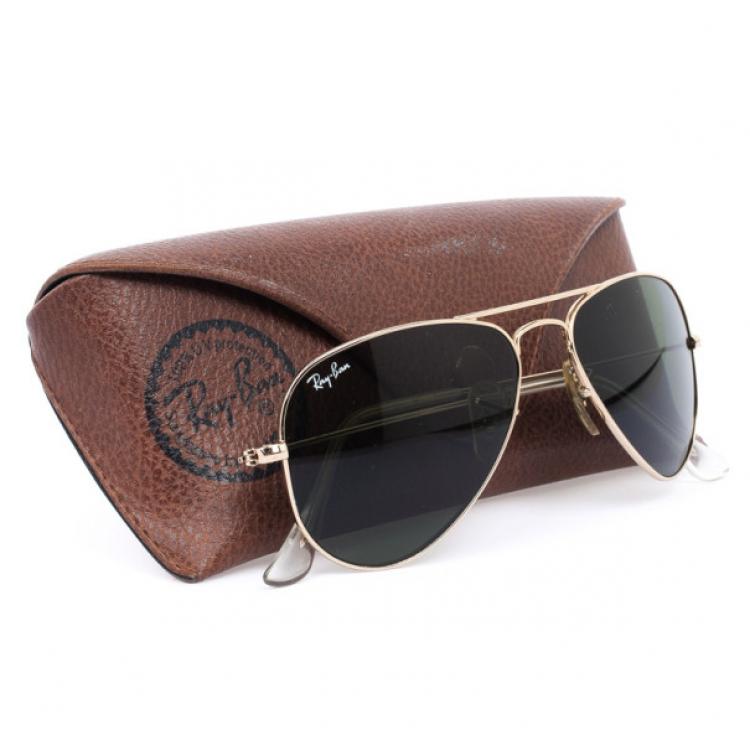 Pre Owned Ray Ban Gold Rimmed Large 42 Aviators