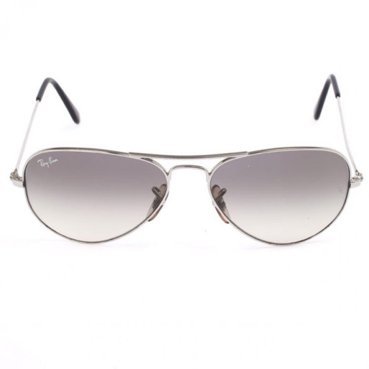 Pre Owned Ray-Ban Silver Rimmed Unisex Aviators 55