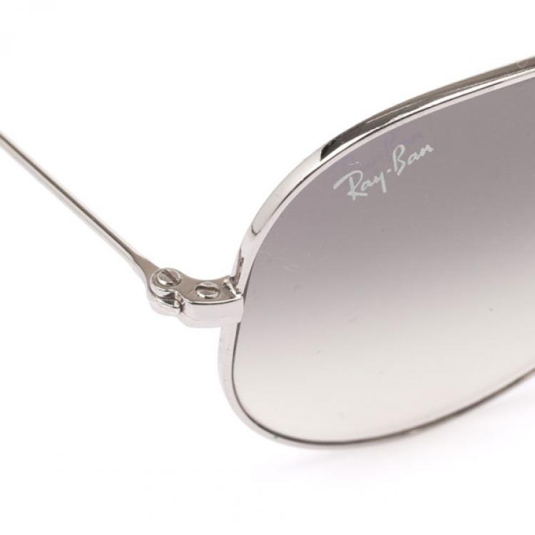 Pre Owned Ray-Ban Silver Rimmed Unisex Aviators 55