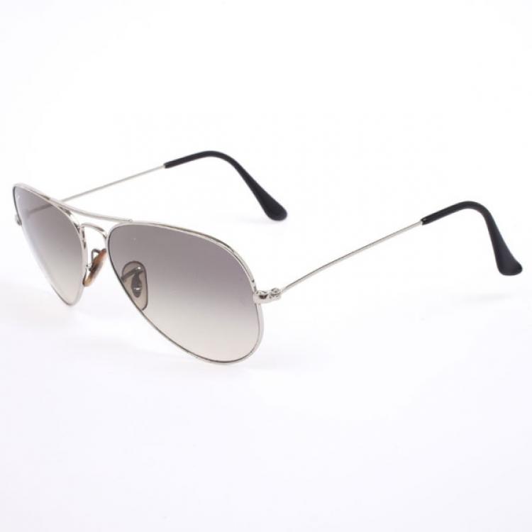 Pre Owned Ray-Ban Silver Rimmed Unisex Aviators 55
