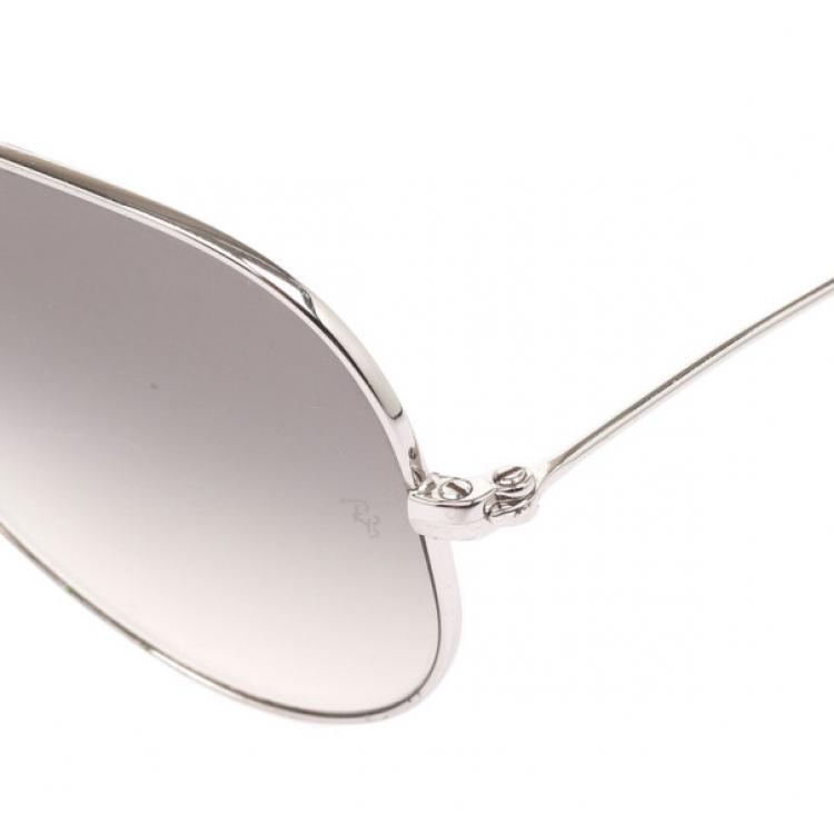 Pre Owned Ray-Ban Silver Rimmed Unisex Aviators 55