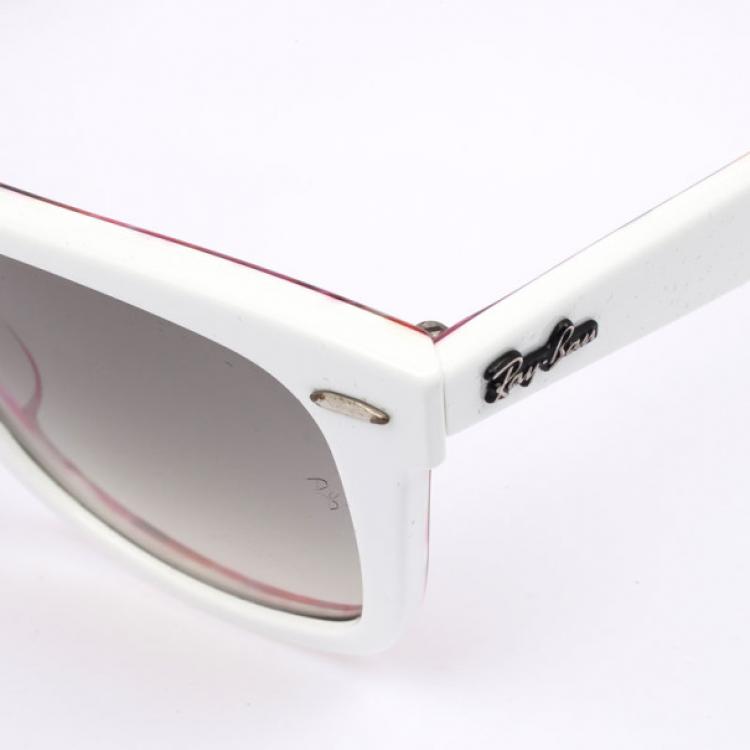 Pre Owned Ray-Ban White Rare Print Womens Wayfarers