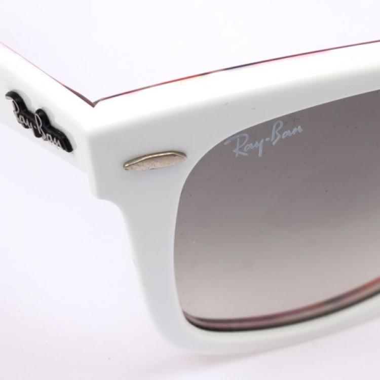 Pre Owned Ray-Ban White Rare Print Womens Wayfarers