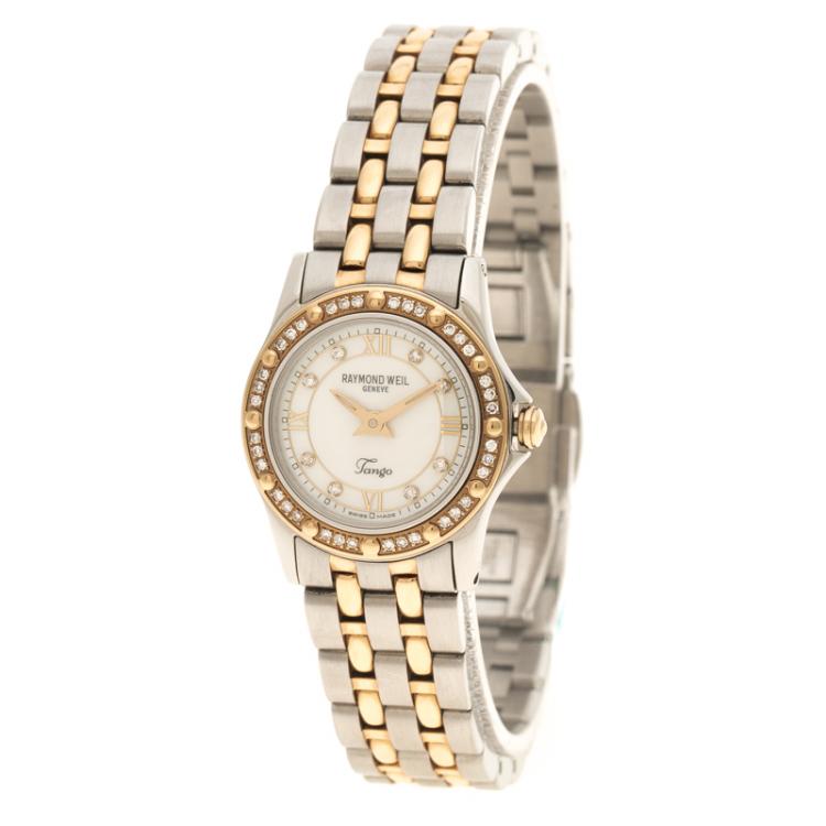 Pre Owned Raymond Weil Mother of Pearl Tango Stainless Steel Women's Wristwatch 22MM