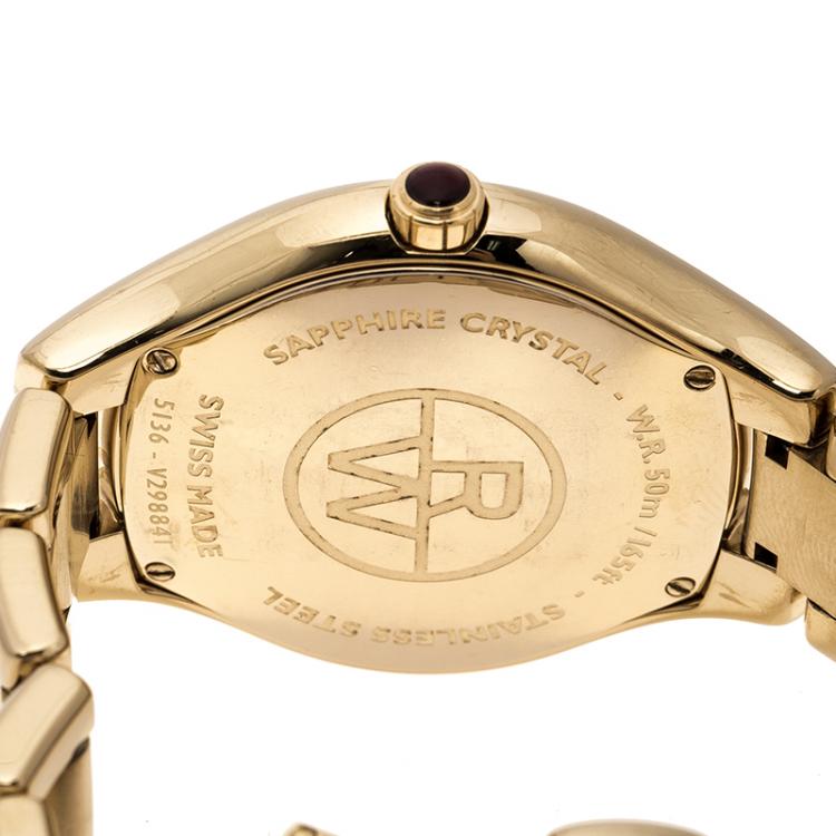 مملوكة مسبقًا Raymond Weil White Mother of Pearl Gold Plated Stainless Steel Noemia 5136 Women's Wristwatch 36 mm