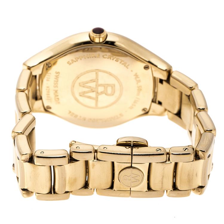 مملوكة مسبقًا Raymond Weil White Mother of Pearl Gold Plated Stainless Steel Noemia 5136 Women's Wristwatch 36 mm