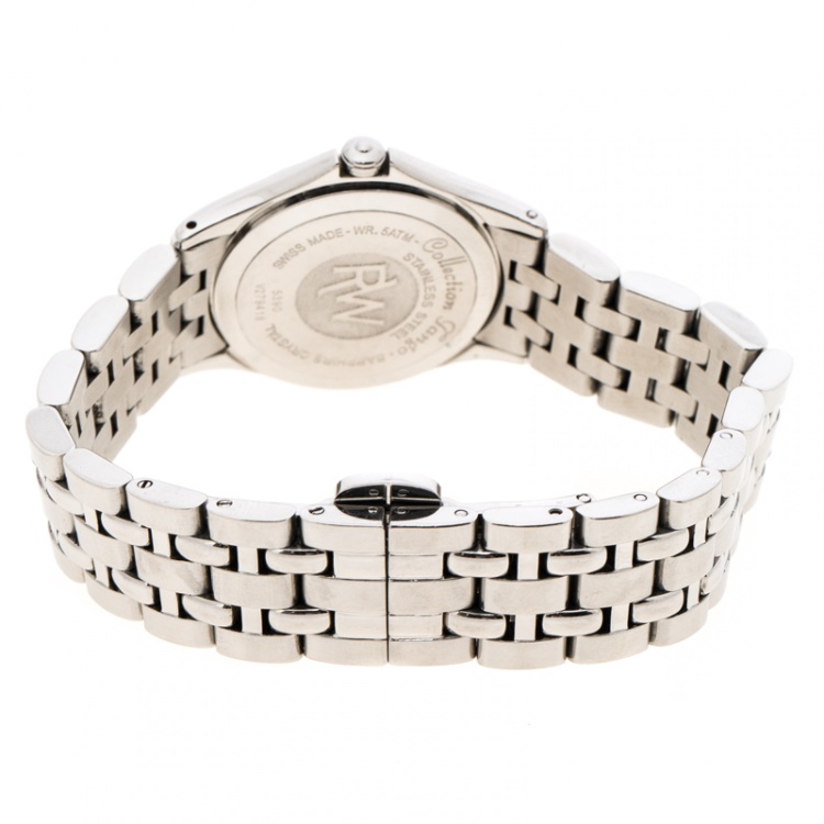Pre Owned Raymond Weil White Mother of Pearl Stainless Steel Diamond Tango 5390 Women's Wristwatch 28 mm