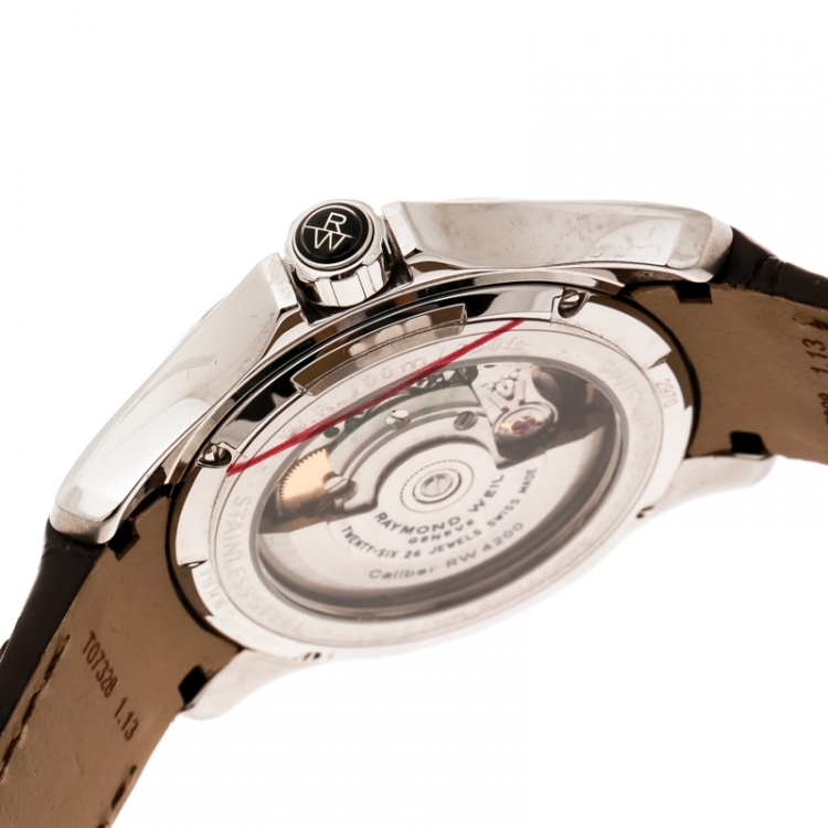 Pre Owned Raymond Weil Brown Stainless Steel Parsifal 2970 Men's Wristwatch 39 mm