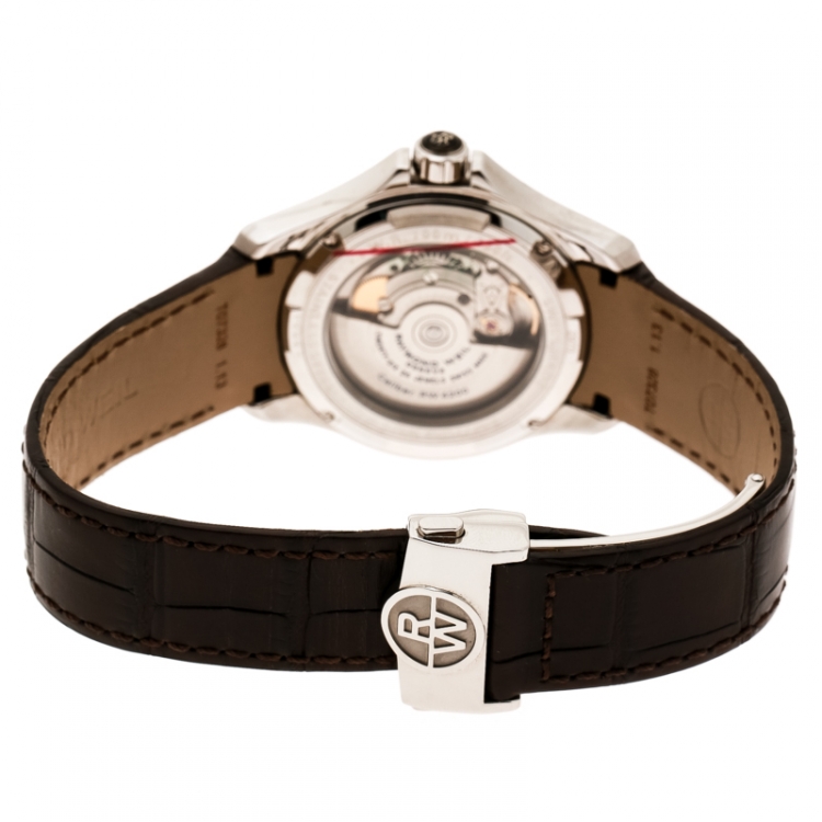 Pre Owned Raymond Weil Brown Stainless Steel Parsifal 2970 Men's Wristwatch 39 mm