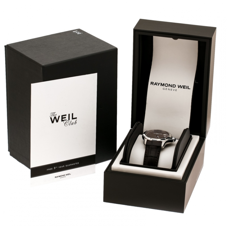 Pre Owned Raymond Weil Brown Stainless Steel Parsifal 2970 Men's Wristwatch 39 mm