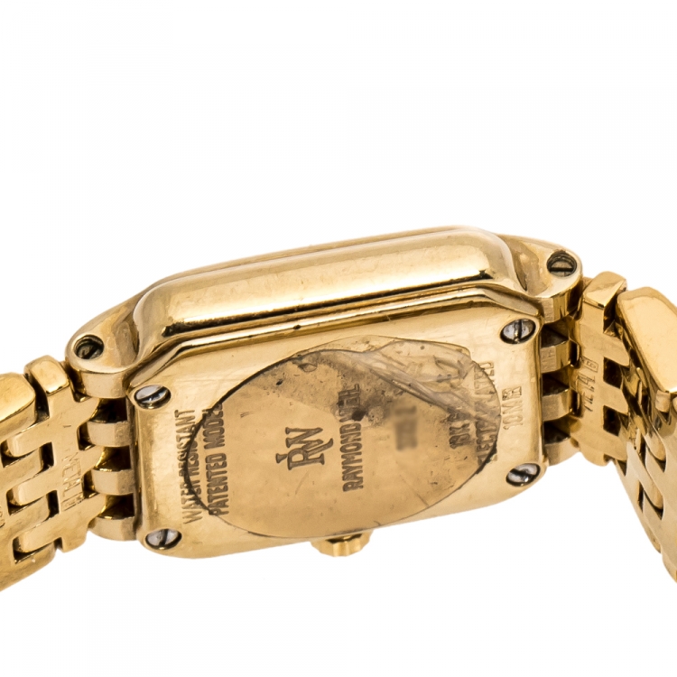 Pre Owned Raymond Weil Gold Diamond Pave Gold Plated Fidelio 3723-2 Women's Wristwatch 17.50 mm