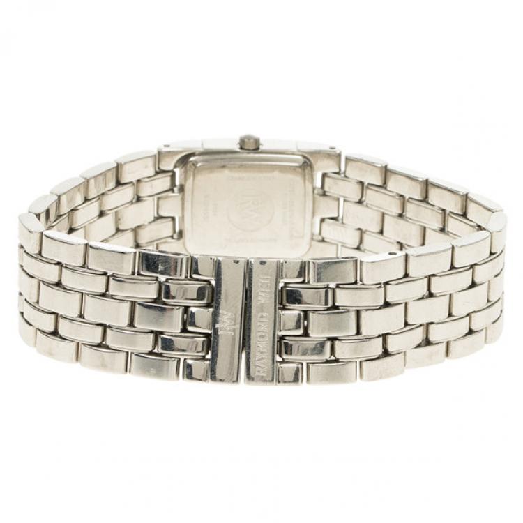 Pre Owned Raymond Weil White Stainless Steel Tema Women's Wristwatch 18MM