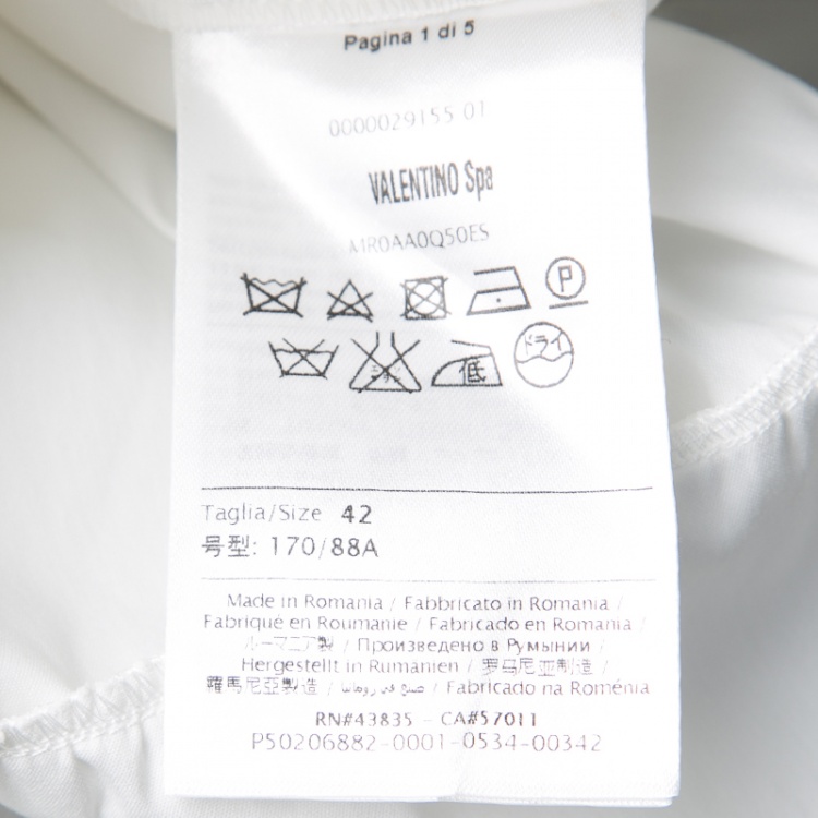 مملوكة مسبقًا RED Valentino White Smocked Detail Off Shoulder Blouse M