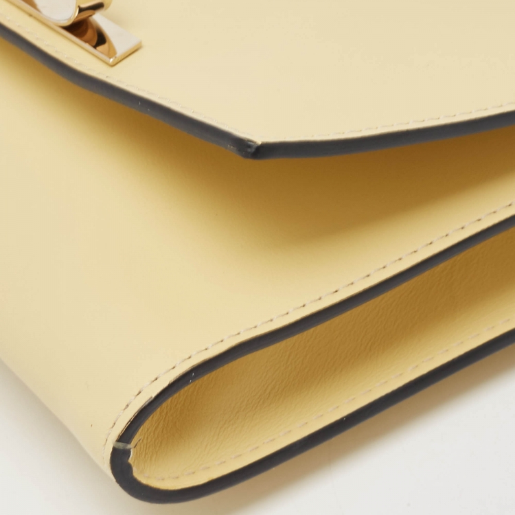 Pre Owned RED Valentino Yellow Leather Bow Chain Clutch