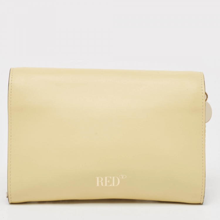 Pre Owned RED Valentino Yellow Leather Bow Chain Clutch